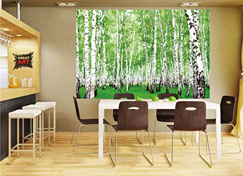 GREAT ART XXL Póster – Bosque De Abedules – Foto del Bosque Y De La Naturaleza Decoración De La Pared del Paisaje Sendero del Bosque Flora Y Fauna Mural Deco Motivo De Limpieza (140 X 100 Cm)