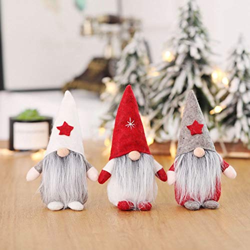 Greyghost Adornos navideños de 5.5 pulgadas Muñeca de gnomo de felpa Sueco Santa barba larga de pie Muñeca de peluche hecha a mano Juguete Nisse Nordic Elf Figurita Decoración navideña para el hogar