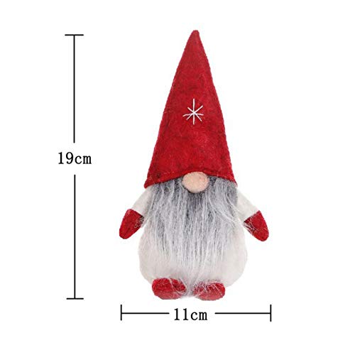 Greyghost Adornos navideños de 5.5 pulgadas Muñeca de gnomo de felpa Sueco Santa barba larga de pie Muñeca de peluche hecha a mano Juguete Nisse Nordic Elf Figurita Decoración navideña para el hogar