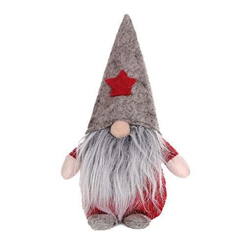 Greyghost Adornos navideños de 5.5 pulgadas Muñeca de gnomo de felpa Sueco Santa barba larga de pie Muñeca de peluche hecha a mano Juguete Nisse Nordic Elf Figurita Decoración navideña para el hogar