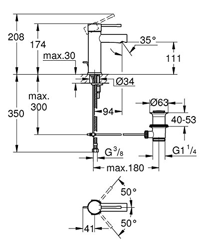 Grohe Essence - Grifo de lavabo 1/2", Tamaño S, color cromo (Ref.32898001)