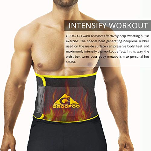 GROOFOO Cintura Entrenador Mujer Hombre Faja Reductora Adelgazante Cinturón Transpirable Cintura para Reducir Cintura y Abdomen Deporte Fitness - Amarillo XL