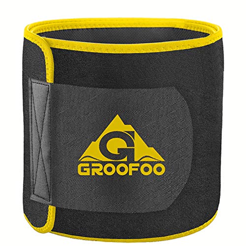 GROOFOO Cintura Entrenador Mujer Hombre Faja Reductora Adelgazante Cinturón Transpirable Cintura para Reducir Cintura y Abdomen Deporte Fitness - Amarillo XL