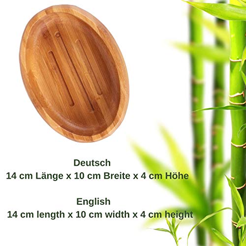Grüne Valerie - Gran jabonera noble y sostenible / jabonera / caja de jabón / de madera natural (baño, ducha, cocina) - bambú madurado