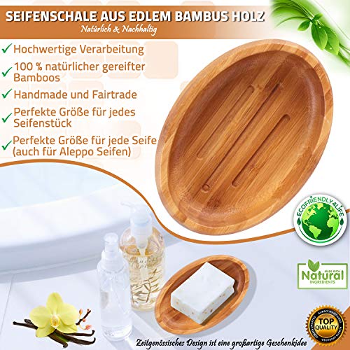 Grüne Valerie - Gran jabonera noble y sostenible / jabonera / caja de jabón / de madera natural (baño, ducha, cocina) - bambú madurado