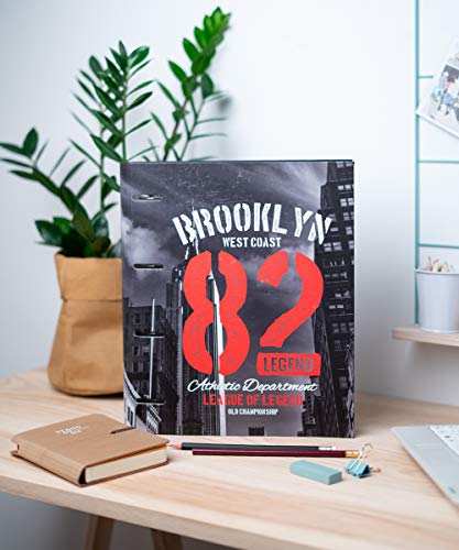 Grupo Erik Editores Premium - Carpeta troquelada, 4 anillas, diseño New York Colour, 32 x 27.5 cm