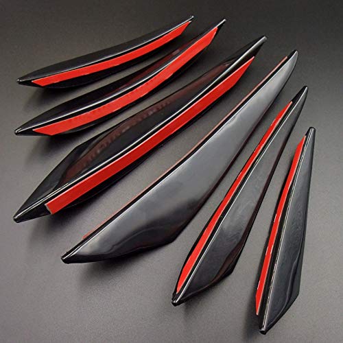 GSOLOYL 6pcs Universal Negro Gloss Car Styling Accesorios for automóviles Tope Delantero del Labio de Goma Fin Spoiler Splitter Canard Etiqueta engomada del Cuerpo Valence