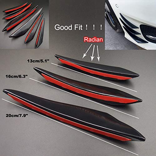 GSOLOYL 6pcs Universal Negro Gloss Car Styling Accesorios for automóviles Tope Delantero del Labio de Goma Fin Spoiler Splitter Canard Etiqueta engomada del Cuerpo Valence