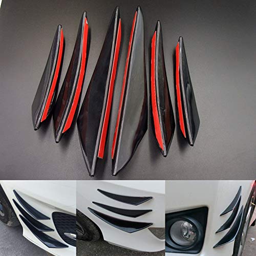 GSOLOYL 6pcs Universal Negro Gloss Car Styling Accesorios for automóviles Tope Delantero del Labio de Goma Fin Spoiler Splitter Canard Etiqueta engomada del Cuerpo Valence