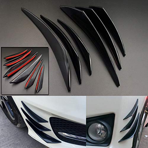 GSOLOYL 6pcs Universal Negro Gloss Car Styling Accesorios for automóviles Tope Delantero del Labio de Goma Fin Spoiler Splitter Canard Etiqueta engomada del Cuerpo Valence