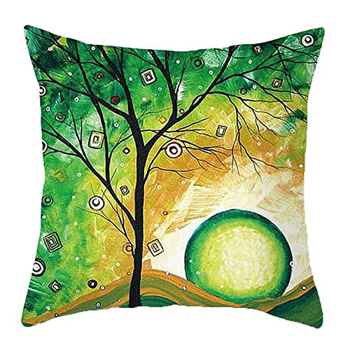 Gspirit 4 Pack Maravilloso Árbol Algodón Lino Throw Pillow Case Funda de Almohada para Cojín 45x45 cm (1)