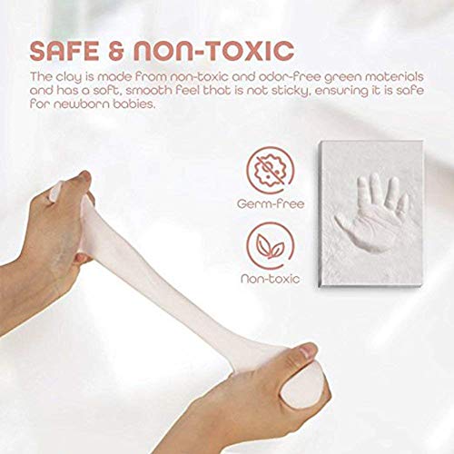 GSSUCCESS bebé Handprint y Marco de huella Inkpad de fotos Regalos Babyparty seguros y elegantes Elegante blanco de madera sólida para recién nacidos/bebé Regalos,Blanco no tóxico