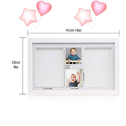 GSSUCCESS bebé Handprint y Marco de huella Inkpad de fotos Regalos Babyparty seguros y elegantes Elegante blanco de madera sólida para recién nacidos/bebé Regalos,Blanco no tóxico