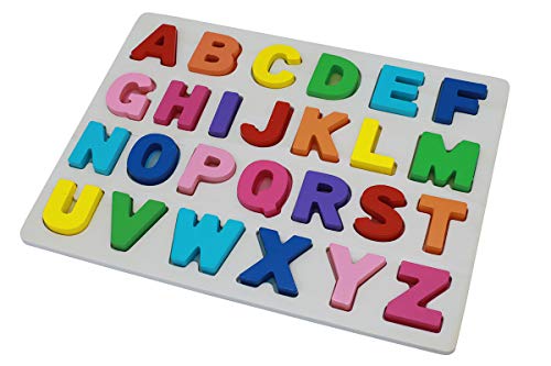 GuangFan Bloques de Letras de Madera ABC Abecedario Tablero del Alfabeto Niños Niños Preescolar Aprendizaje Temprano Juguetes Educativos