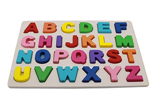 GuangFan Bloques de Letras de Madera ABC Abecedario Tablero del Alfabeto Niños Niños Preescolar Aprendizaje Temprano Juguetes Educativos