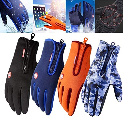 Guantes de esquí de Invierno para Hombre Moda para Mujer Ciclismo Negro Guantes de Pantalla táctil Impermeables a Prueba de Viento cálidos Guantes Antideslizantes para Damas - Palma-PU-Negro, M