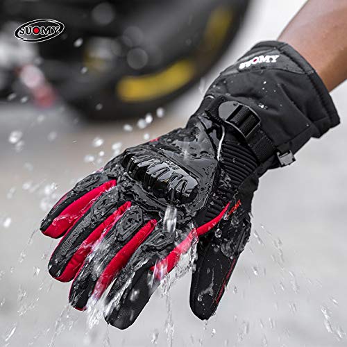 Guantes de Invierno para Hombres Guantes de Invierno para Motociclistas Pantalla táctil Guantes Impermeables a Prueba de Viento con Palmas de Nudillos rígidos para Proteger puños Largos - a2 XM