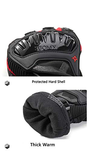 Guantes de Invierno para Hombres Guantes de Invierno para Motociclistas Pantalla táctil Guantes Impermeables a Prueba de Viento con Palmas de Nudillos rígidos para Proteger puños Largos - a2 XM