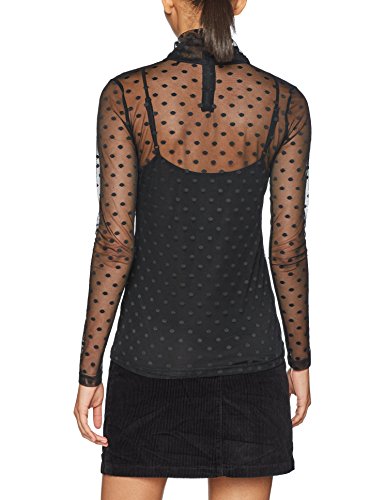 Guess Altea Top Camiseta Cuello Alto, Negro (Jet Black Pois Jet Black Pois), S para Mujer