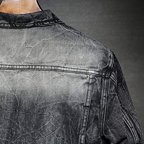 GUOJK Nuevo Vintage Lavado Molino Blanco Gris Hombres Chaquetas De Mezclilla Hip Hop Streetwear Moda Algodón Desgastado Sólido Jeans Abrigo Prendas De Vestir Exteriores