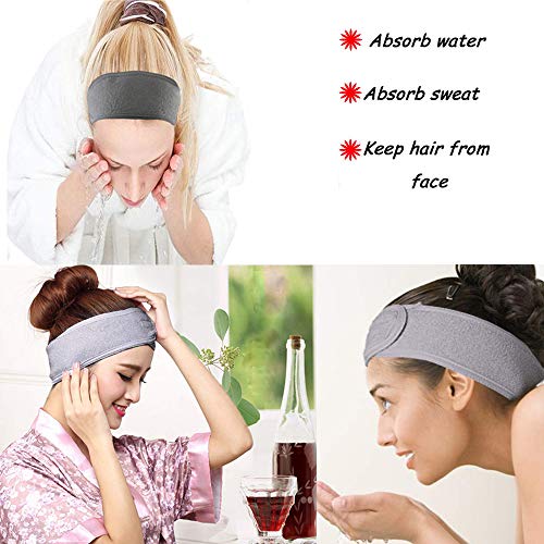 Gurxi Diadema Spa Gris Banda para el Pelo de Microfibra Spa Diadema para Ducha de Yoga Gris para Tratamientos Cosméticos Protección del Cabello con Maquillaje Sport Yoga 5 Piezas (Gris)