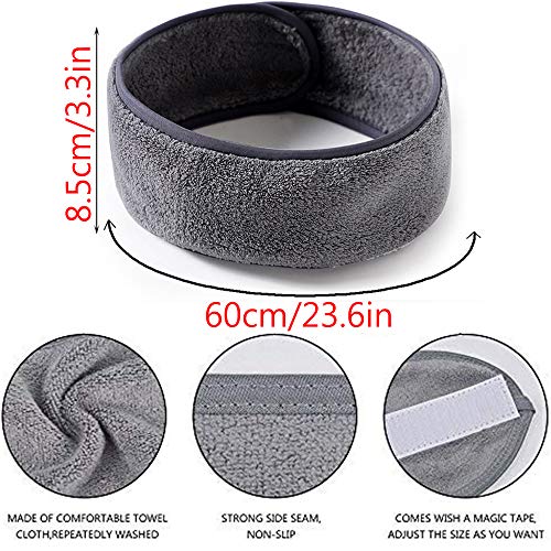 Gurxi Diadema Spa Gris Banda para el Pelo de Microfibra Spa Diadema para Ducha de Yoga Gris para Tratamientos Cosméticos Protección del Cabello con Maquillaje Sport Yoga 5 Piezas (Gris)