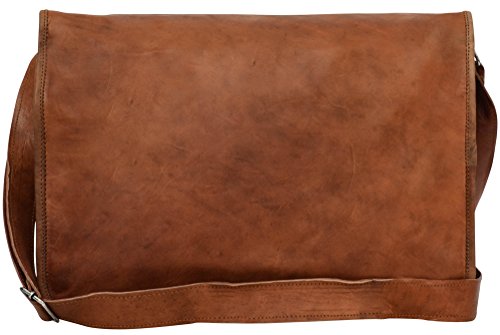 Gusti Cuero nature Alex 15" Bolso Bandolera De Cuero Portátil 15,4" Vintage Retro Documentos A4 Trabajo Universidad Oficina U1