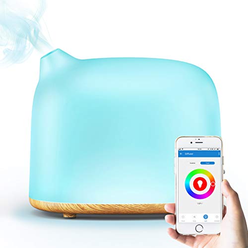 GX· Difusor Alexa humidificador Ultrasónico difusor de Aroma, 300 ml Smart WiFi Nebulizador Ambientador lámpara Aromática difusor de aceites, Compatible con Alexa & Google Home, APP & control por voz