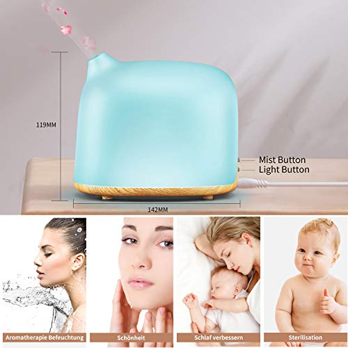 GX· Difusor Alexa humidificador Ultrasónico difusor de Aroma, 300 ml Smart WiFi Nebulizador Ambientador lámpara Aromática difusor de aceites, Compatible con Alexa & Google Home, APP & control por voz