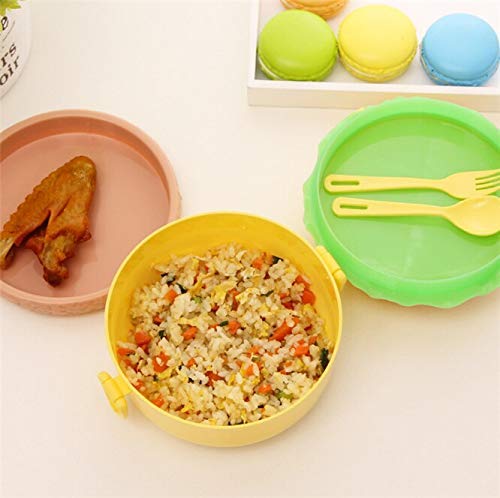 GYC Portable Healthy Cute Kids Hamburger Hot Dog Double Tier Lunch Box Burger Box Bento Lunch Box School Food Container Vajilla con Tenedor