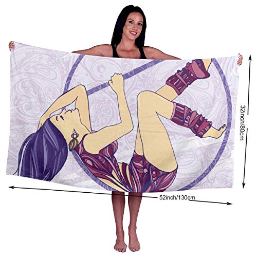 Gymnast Pole Dance - Toalla de microfibra para mujer con aro aéreo (32 x 52 pulgadas), toalla de playa para hombres y mujeres, niños, hotel y spa