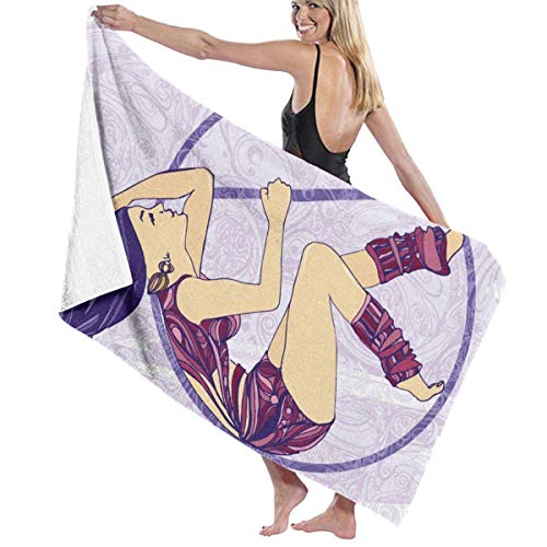 Gymnast Pole Dance - Toalla de microfibra para mujer con aro aéreo (32 x 52 pulgadas), toalla de playa para hombres y mujeres, niños, hotel y spa