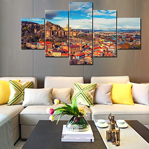 GYUHN Paisaje de la Capital Antigua 5 Placas póster Impreso en HD Lienzo Pintura Familiar Sala de Estar Dormitorio decoración Mural-Marco B: 30x40cmx2 30x60cmx2 30x80cmx1