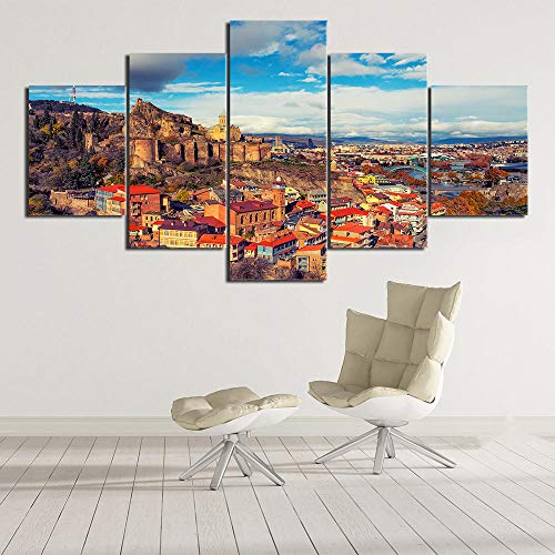 GYUHN Paisaje de la Capital Antigua 5 Placas póster Impreso en HD Lienzo Pintura Familiar Sala de Estar Dormitorio decoración Mural-Marco B: 30x40cmx2 30x60cmx2 30x80cmx1