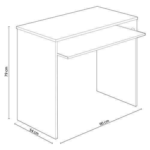 Habitdesign 002314A - Mesa de Ordenador con Bandeja extraíble, Modelo I-Joy, Medidas: 90 cm (Ancho) x 54 cm (Fondo) x 79 cm (Altura), Blanco Artik