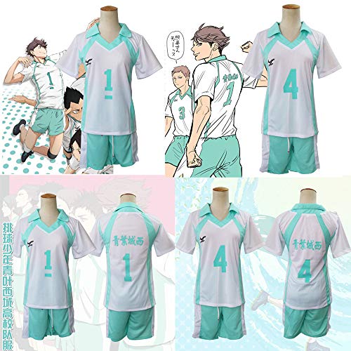 Haikyuu Aoba Johsai Oikawa Tooru Cosplay Disfraces Camisas y Pantalones Set Karasuno High School Volleyball Club Uniforme (Haikyuu 1,M)