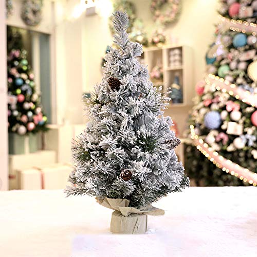 H·Aimee Mini árbol de Navidad Artificial Reykjavik en Saco marrón Decorativo,nevado,Abeto navideño,Adorno pequeño 30/40/50/60cm