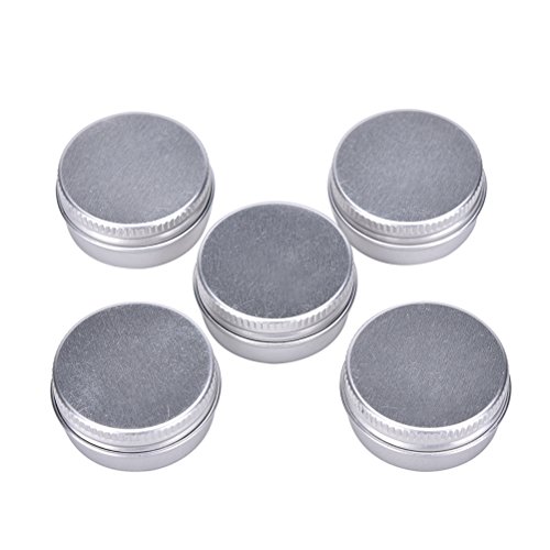 haishell 20 pcs Ronda bálsamos labiales contenedor de lata botella con tapa de rosca de tornillo de aluminio para bálsamo de labios, manualidades, cosméticos, velas, almacenamiento Kit, 1/2 oz