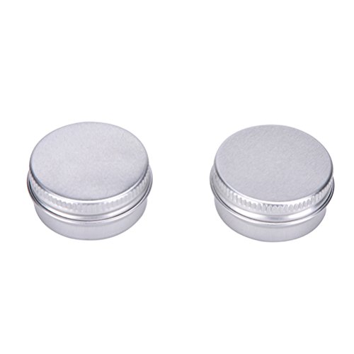haishell 20 pcs Ronda bálsamos labiales contenedor de lata botella con tapa de rosca de tornillo de aluminio para bálsamo de labios, manualidades, cosméticos, velas, almacenamiento Kit, 1/2 oz
