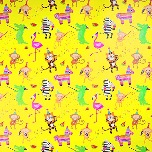 Hallmark – Papel de regalo reversible para niños – 'Party Animals' – rollo de 2 m (cumpleaños, felicitaciones, bien hecho)