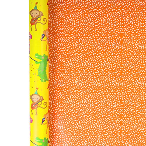 Hallmark – Papel de regalo reversible para niños – 'Party Animals' – rollo de 2 m (cumpleaños, felicitaciones, bien hecho)