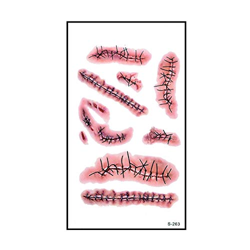 halloween 6 uds pegatinas de tatuaje de herida sangrienta de Halloween truco de miedo tatuaje temporal impermeable DIY tatuaje falso decoración de fiesta de Halloween-A