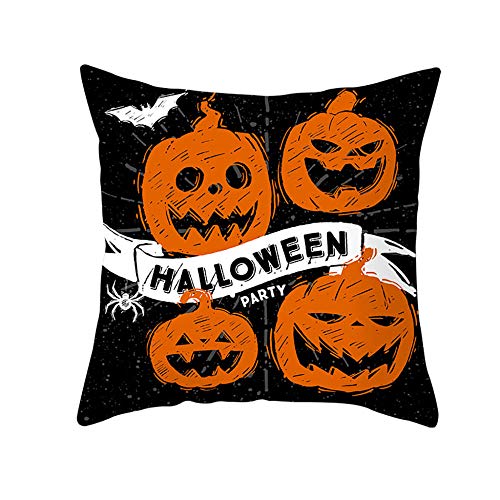 halloween Halloween fantasma bruja calabaza tiro funda de almohada gato mágico decoración del hogar fundas de almohada cojines de sofá-O