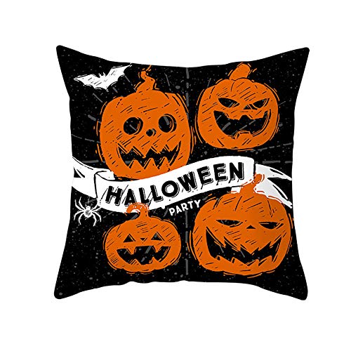 halloween Halloween fantasma bruja calabaza tiro funda de almohada gato mágico decoración del hogar fundas de almohada cojines de sofá-O