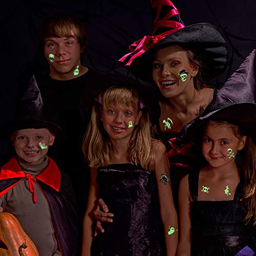 Halloween Luminoso Tatuajes Temporales para Niños, mexicano niños tattoos Día de los Muertos Esqueleto cráneo Tatuajes Pegatinas para Infantiles Fiesta de cumpleaños Regalo