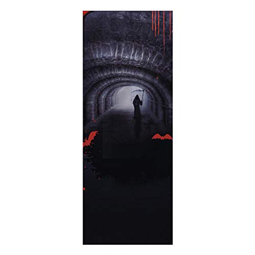 halloween Pegatinas divertidas de Halloween para puertas para paredes, calcomanías para ventanas, PVC, extraíbles, impermeables, pegatinas decorativas para Halloween-A