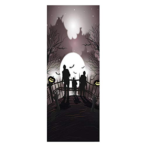 halloween Pegatinas divertidas de Halloween para puertas para paredes, calcomanías para ventanas, PVC, extraíbles, impermeables, pegatinas decorativas para Halloween-A