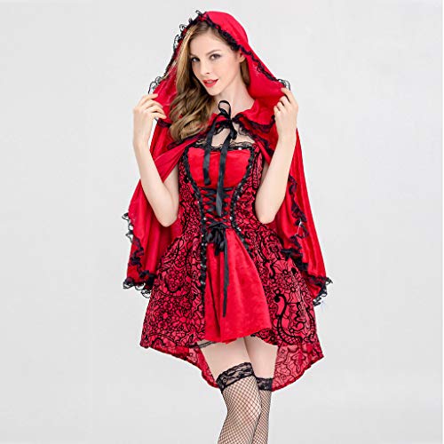 Halloween Rojo Traje de Cosplay Vestir De Las Mujeres Fiesta de Maquillaje Sombrero de Capa Dress