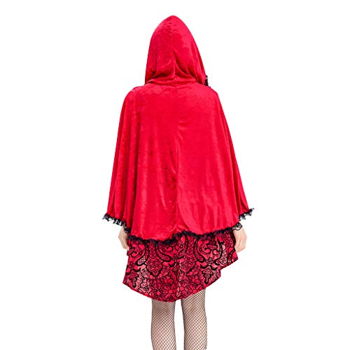 Halloween Rojo Traje de Cosplay Vestir De Las Mujeres Fiesta de Maquillaje Sombrero de Capa Dress