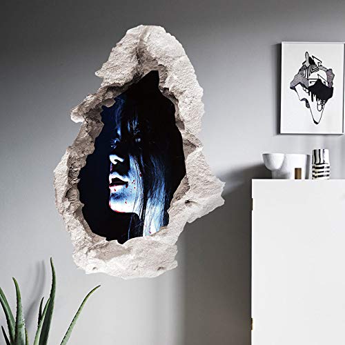 Halloween suministra Pegatinas de Pared Decorativas de Terror Dormitorio Pared Rota 3D estereoscópico Mujer Fantasma Pegatinas de Pared Mujer Fantasma 4